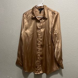 Silky gold button up long sleeve